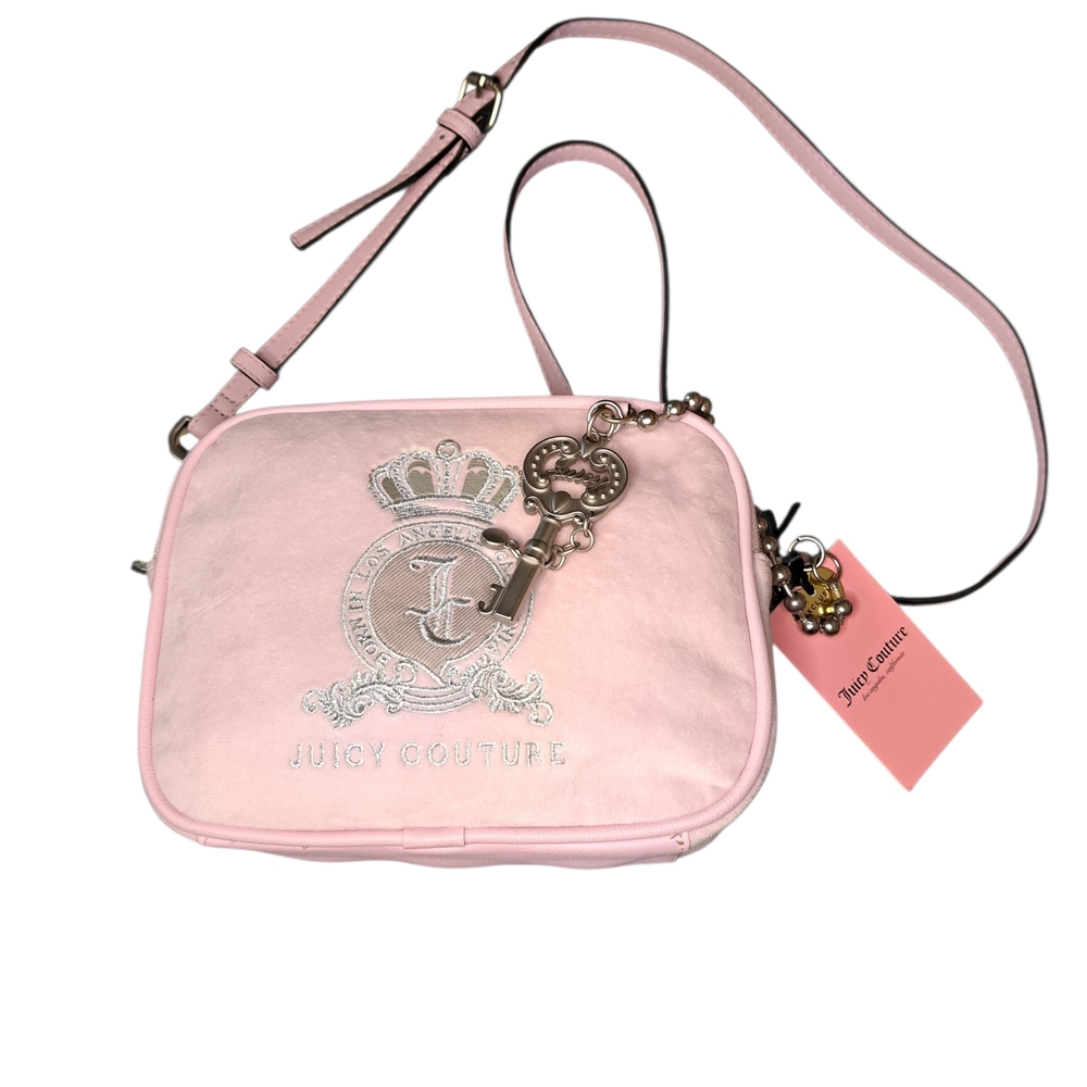 Juicy Couture Pink Crossbody Bag BABY PINK JUICY COUTURE DOUBLE ZIPPER